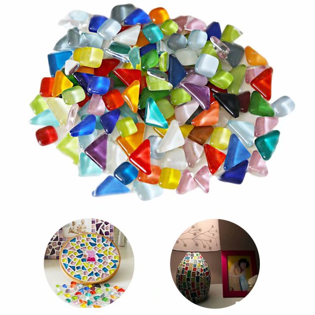 Piedras de mosaico de vidrio, mosaico de cristal, forma irregular poligonal colorida -500 g (alrededor de 300 piezas) Ideal para trabajos de mosaico, bricolaje Sailing Electrónica