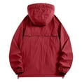 thumbnail image 3 of Men's Oversize Rain Jacket Solid Color Long Sleeved Drawstring Sun Protection Summer Casual Hooded, 3 of 7