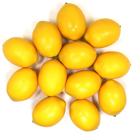 Artificial yellow lemons 12pcs fake lemons faux fruit decor home kitchen table centerpiece party wedding Christmas crafts lightweight yellow