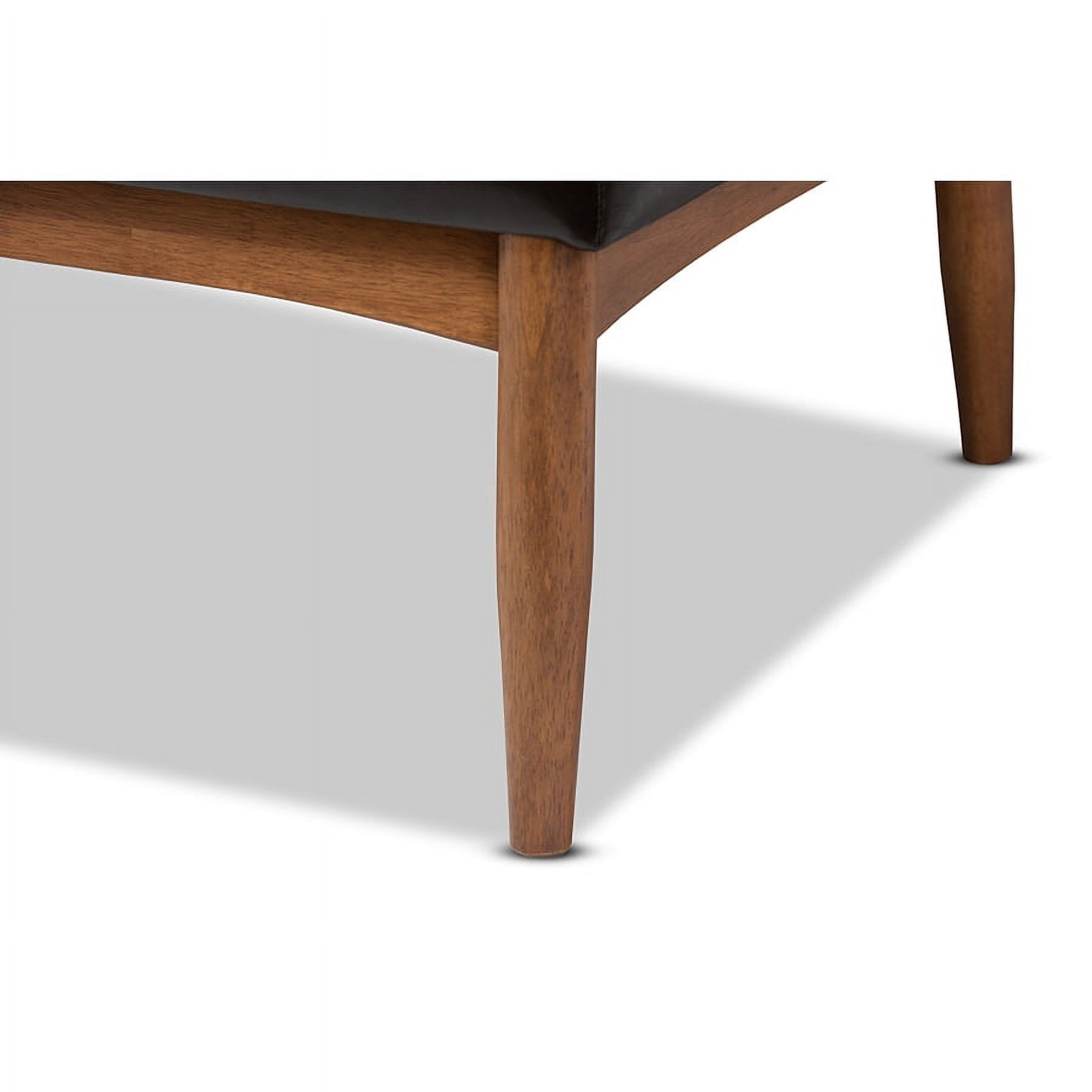 Baxton Studio Arvid Mid-Century Modern Dark Brown Faux Leather Upholstered 2-Piece Wood Dining Corner Sofa Bench