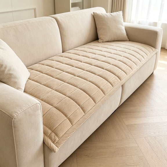 Linnome Sofa Cushion Cover Corduroy Stretch Fabric Non Slip Universal Backrest Protector for Leather Fabric Sofa Daily Home Dust Decoration