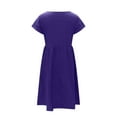 thumbnail image 5 of Jinhomg Women's Summer Midi Dress Casual Loose Solid Cotton Linen T-Shirt Dress Plus Size Comfy Short Sleeve Crew Neck Vacation Dresses Purple XL, 5 of 6