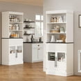 thumbnail image 4 of Studyset 70" Kitchen Pantry Cabinet, Tall Bookcase with Open Shelves and Fluted Drawer, Floor Standing Bookshelf with Glass Doors, Wood Display Cabinet for Kitchen, Living Room, 4 of 6