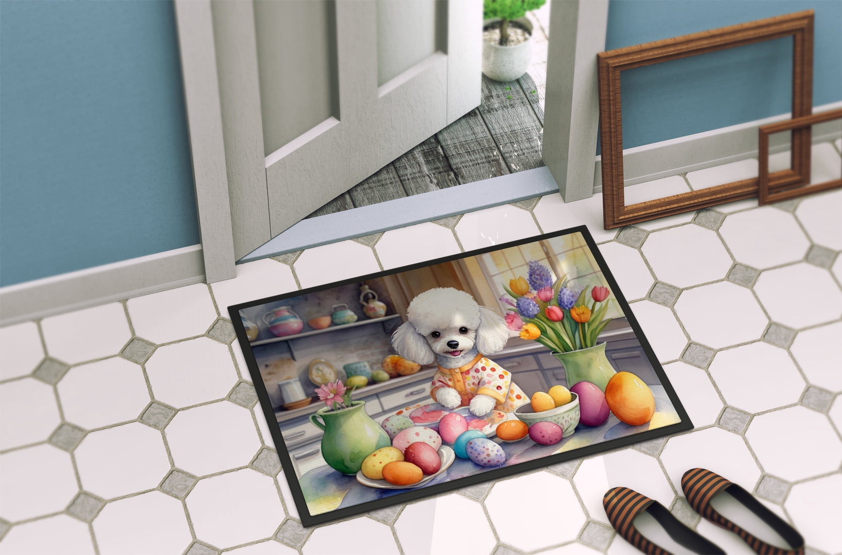 Decorating Easter White Poodle Doormat 27 in x 18 in