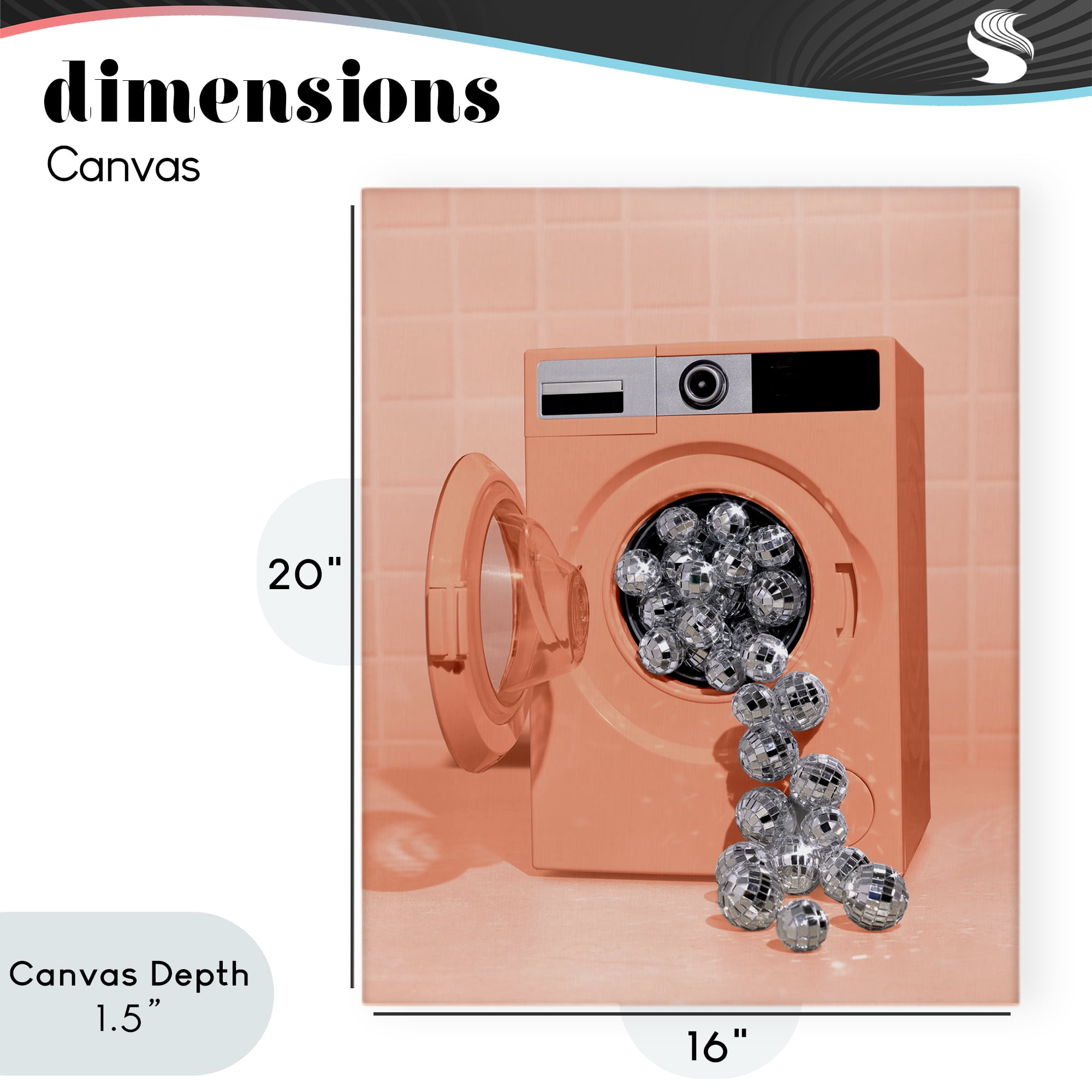 Stupell Industries Disco Laundry Machine over Orange Canvas Wall Art, design by LISH Creative