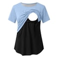 thumbnail image 6 of Gytharion Breastfeeding Pregnancy T-shirts for Women Crewneck Short Sleeve Maternity Blouse Color-bloking Comfortable Nursing Tops, 6 of 6