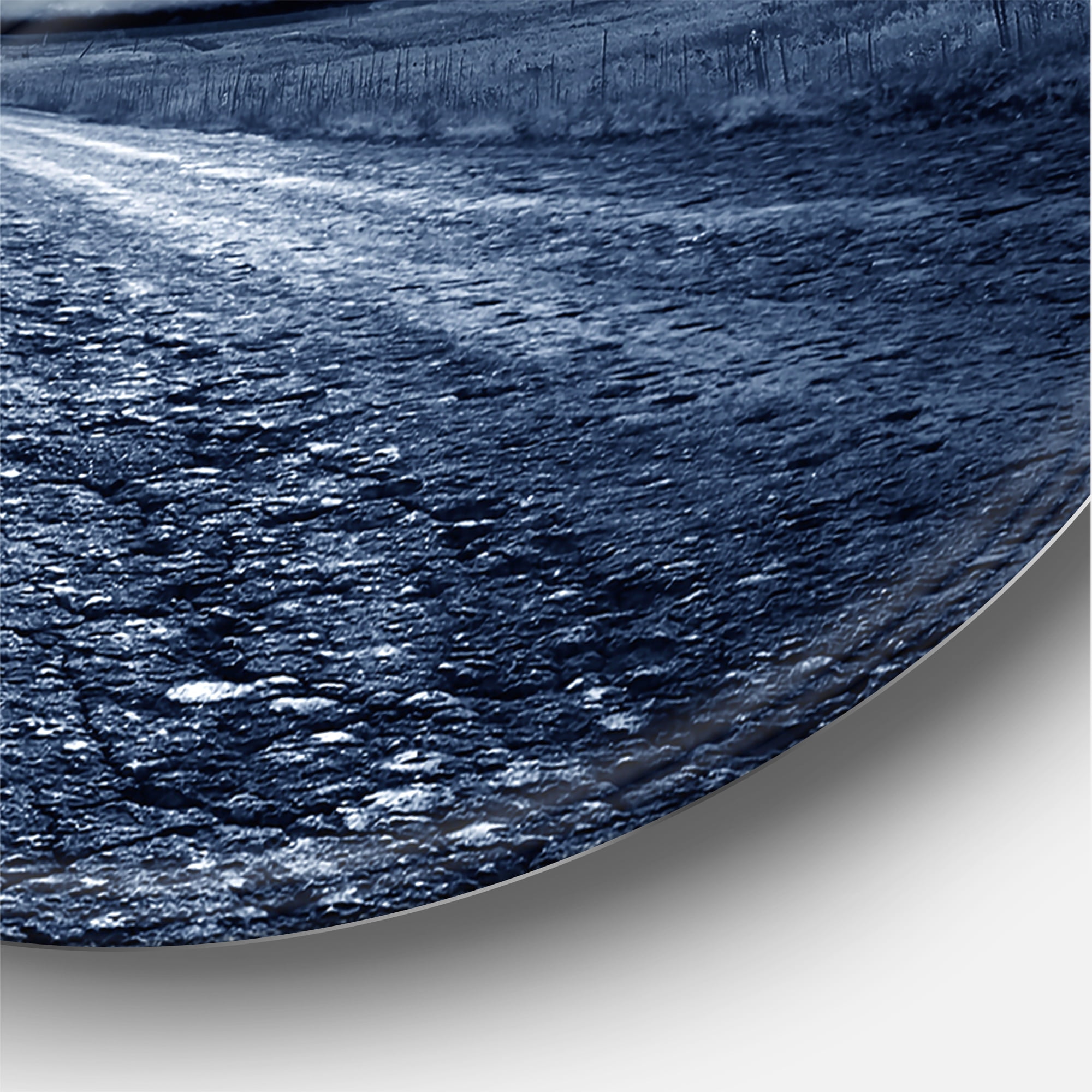 Cloudy Full Moon Over Asphalt Road I 11 in x 11 in Painting Art Prints, by Designart