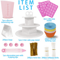 thumbnail image 3 of HYCSC Cake Pop Maker Kit- 632Pcs Cake Pop Baking Supplies with Silicone Molds, 3-Tier Cake Stand, Silicone Barking cups, Decoration Pen, Silicone Measuring Cups, Lollipop Sticks, Bags and Ties, 3 of 7