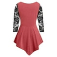 thumbnail image 3 of Oalirro Ladies Tops and Blouses Summer Pink Blouses for Women Fashion 2023 Plus Size Women Solid Floral Lace Asymmetric Three Quarter Tops Blouse, XXXXXL, 3 of 7