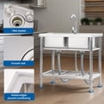 thumbnail image 3 of GloryStar Utility Sink with Workbench and Rack, Deep Stainless Steel Basin, Comes with Faucet and Complete Hot & Cold Water Plumbing, for Laundry, Kitchen, Garage, Workshop, or Outdoors, 3 of 7