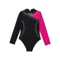 thumbnail image 5 of DPOIS Girls Sparkly Dance Unitards Shiny Rhinestone Gymnastic Leotard Hot Pink 14, 5 of 7
