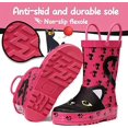 thumbnail image 4 of Kushyshoo Kids Rain Boots Pink Cat Print Girls Rubber Boots with Handles 11M, 4 of 8