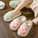 comerut 1 Pair Winter Cotton Slippers Thick Wear-resistant Sole Anti ...
