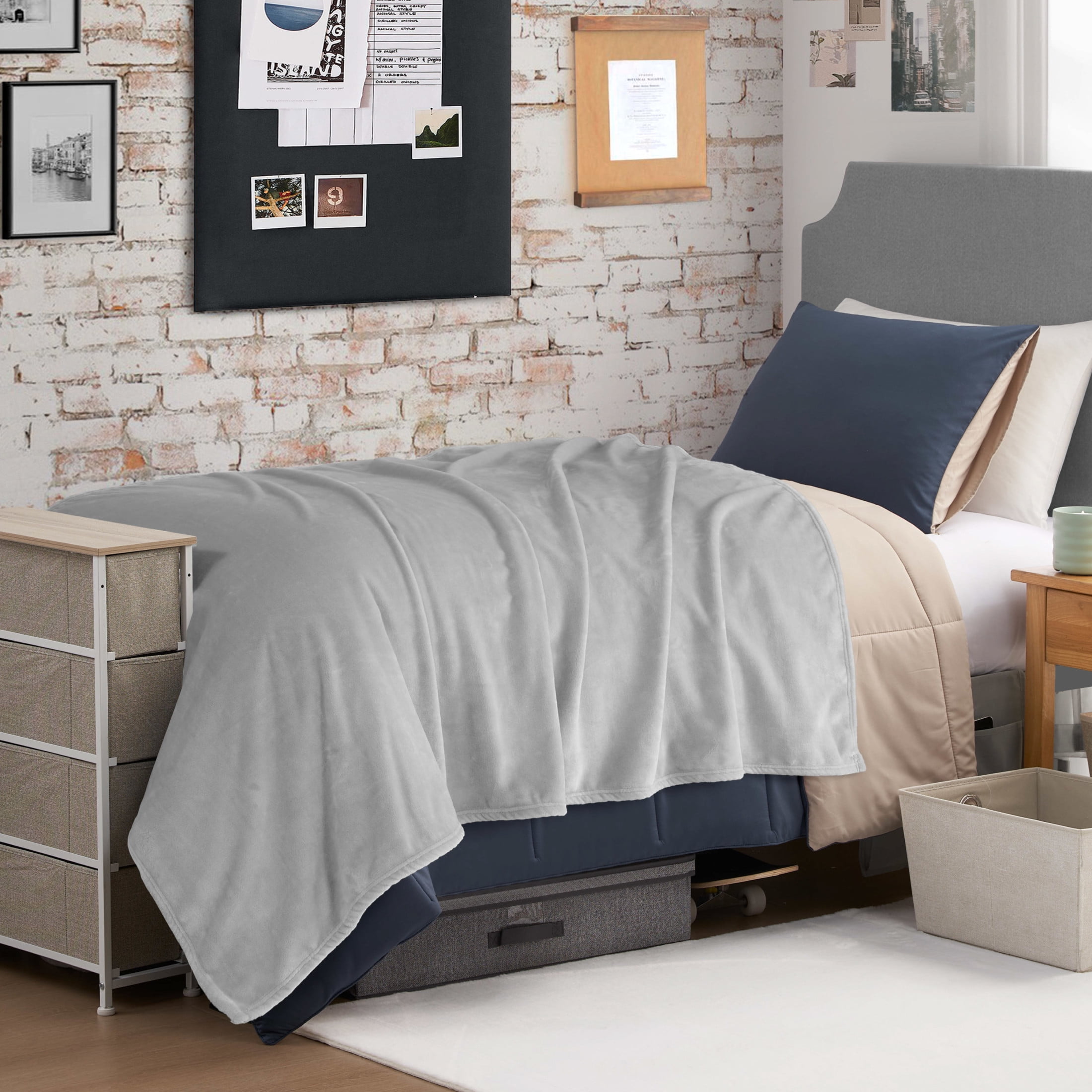 The Sheet Lab Solid Plush Microfiber Throw Blanket, Glacier Grey, 50" x 70"