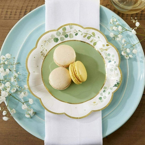 Kate Aspen 32 Pcs Botanical Garden Paper Plates, 7 Inch Heavy Duty Disposable Party Plates, Party Supplies Tableware for Birthday, Wedding, Bridal Shower, Baby Shower, Anniversary Party (Bulk)