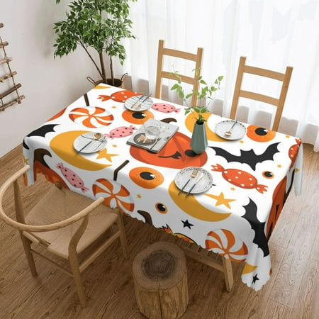 

XMXT Polyester Rectangle Tablecloth Pumpkin Moon Sweets Waterproof Table Cloth Home Dinner Decor Table Cover for Holiday Party 54 x 72 inches