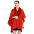thumbnail image 3 of Ladies Autumn Winter Imitation Collar Hooded Shawl Cape Ladies Woolen Coat Large Size Cardigan Dress for Women Winter Wraps for Women Warm Wrap Shawl Coat for Women with Hood Beaded Shawl Wrap Shawl, 3 of 3