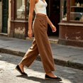 thumbnail image 6 of vigerkar Cotton Baggy Low Rise Barrel Pants for Women, Relaxed Lounge Boho Beach Travel Wide Leg Trousers, Breathable Summer Style (Coffee, XL), 6 of 6