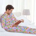 thumbnail image 6 of Honeii Colorful Cow Skin Pattern Mens Pajamas Set,2pcs Men's Lounge Long Sleeve Sleep Shirt and Pajama Bottoms Sleepwear Set,Mens Pjs Sets-XX-Large, 6 of 7