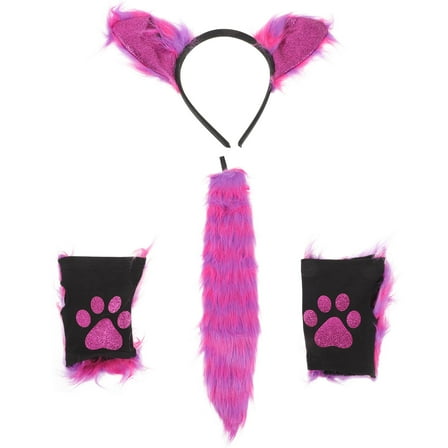 TINKSKY Purple Furry Animal Ears And Tail Set For Female Friends Masquerade Ball Accessory