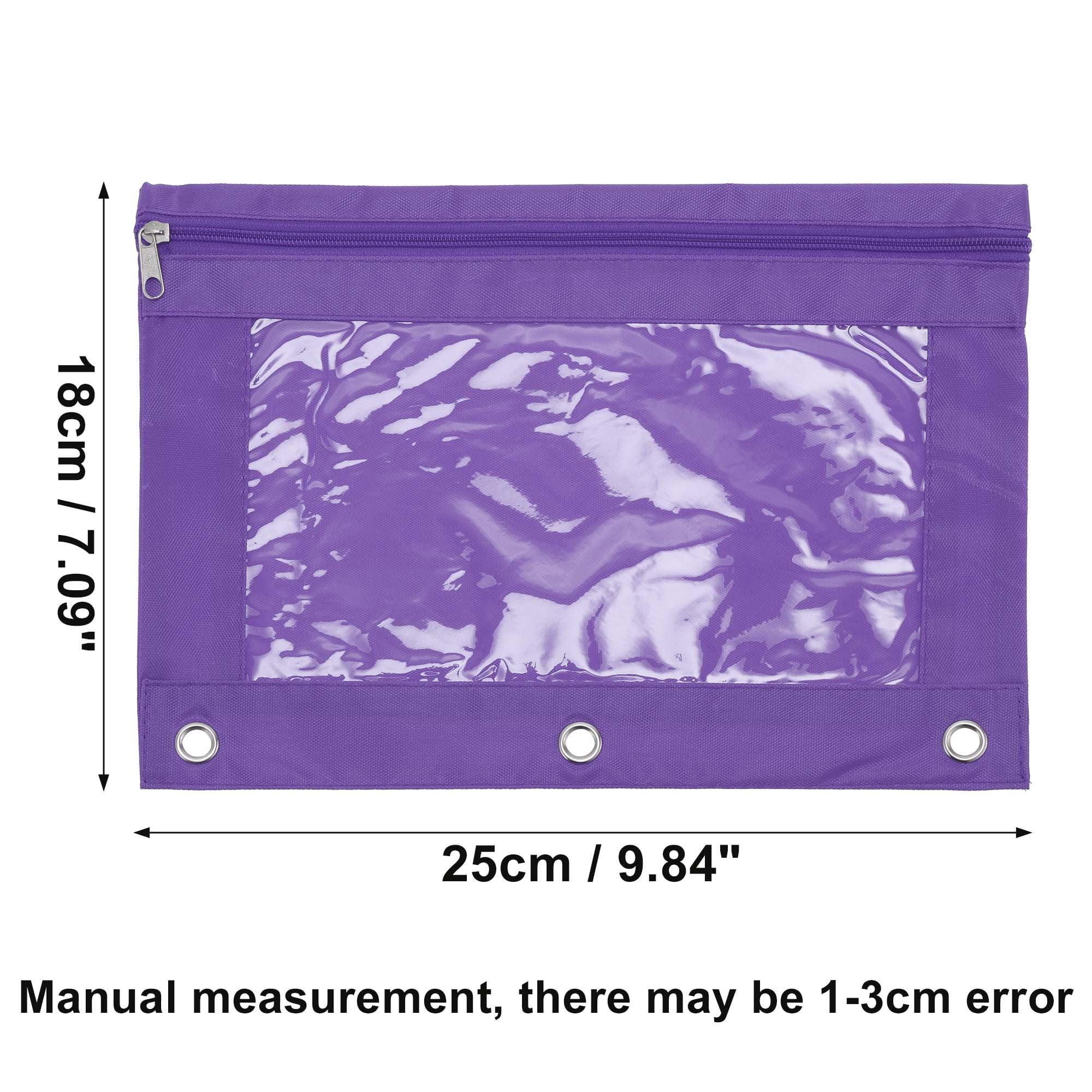 Unique Bargains Pencil Case for 3 Ring Binder, Double Layer, Smooth Zipper Purple