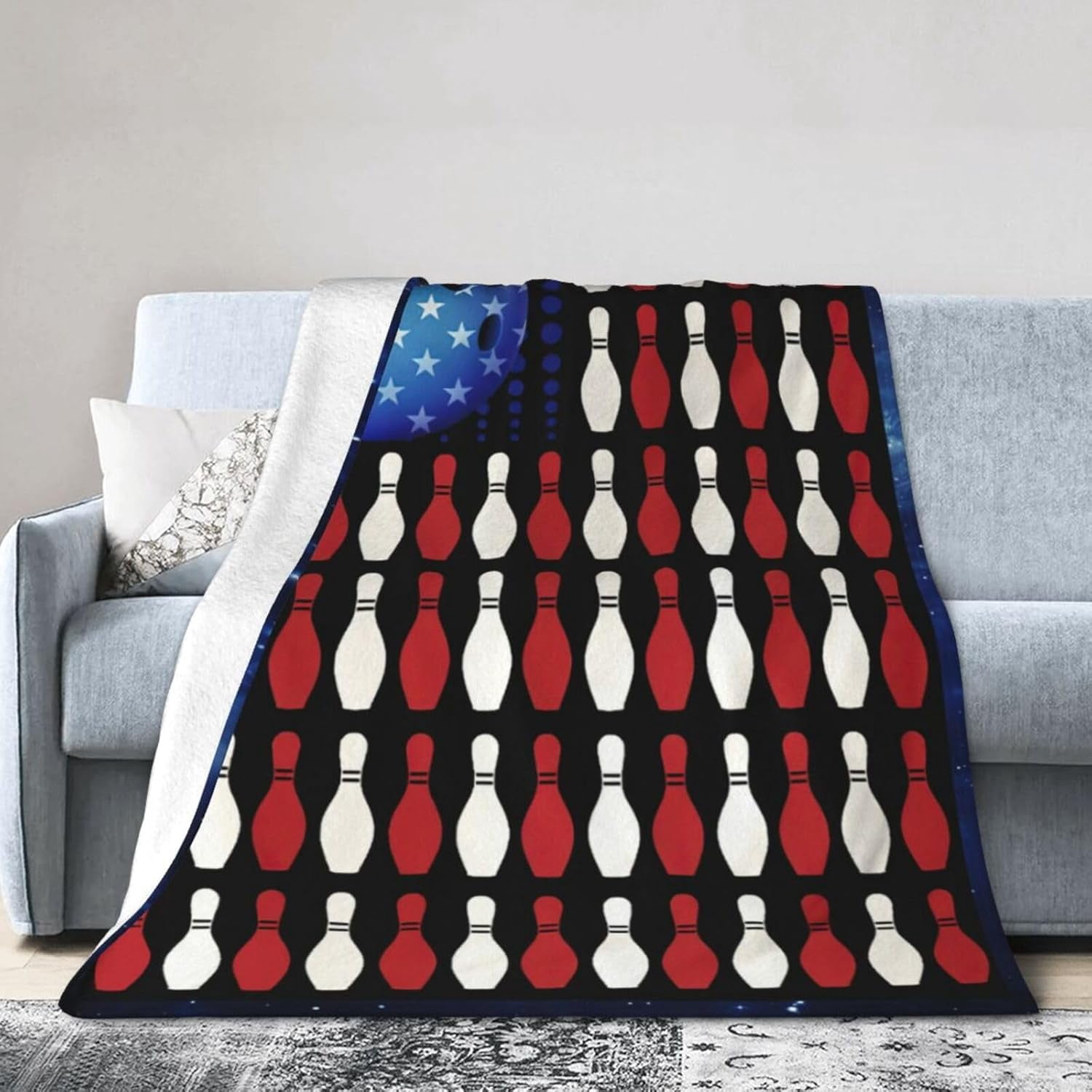Bowling Blanket Super Cozy Soft Bowling Throw Blanket Gifts for Bowling Lovers Warm Plush Fluffy Women Men Lightweight Fleece Flannel Gifts Blankets for Kids Adults 60"X50"