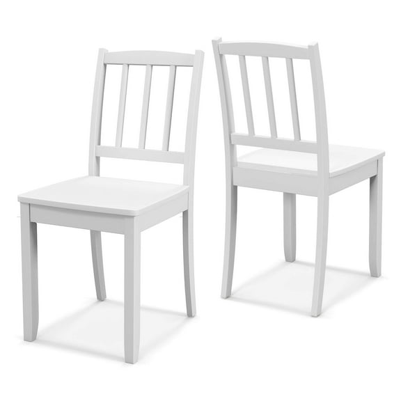 Costway Wood Dining Chair Set of 2 with Rubber Wood Legs Curved Backrest for Kitchen White