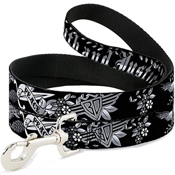 Buckle-Down "Truth and Justice Black White" Dog Leash