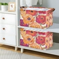thumbnail image 2 of Yayeee Foldable Storage Basket for Shelves with Handles Waterproof Cloth Bins, Orange Hand Drawn Floral, 2 of 7