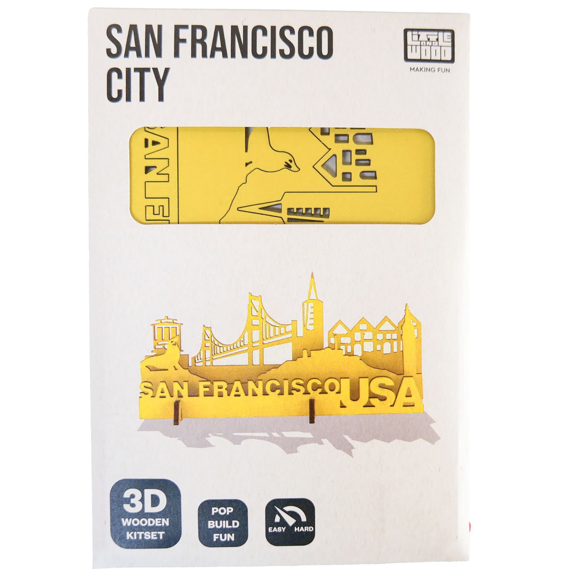 Little & Wood: Woodlet: Medium - San Francisco - 3D Wooden Kit-Set, City Puzzle, Easy Assembly, Pop Build Fun, 100% Sustainably Sourced Wood, Ages 6+