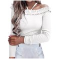 thumbnail image 2 of Ichuanyi liquidación para mujer clásico fuera del hombro al alabarrok manga larga mujer sólida tops otoño ICHUANYI WER202308243336, 2 of 9