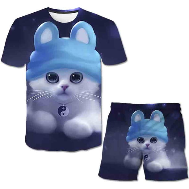Conjuntos de ropa para niños y niñas de verano 2023, camisetas bonitas de dibujos animados para niños, pantalones cortos, 2 uds./trajes, traje informal con estampado 3D, trajes 12M Gao Jinjia LED