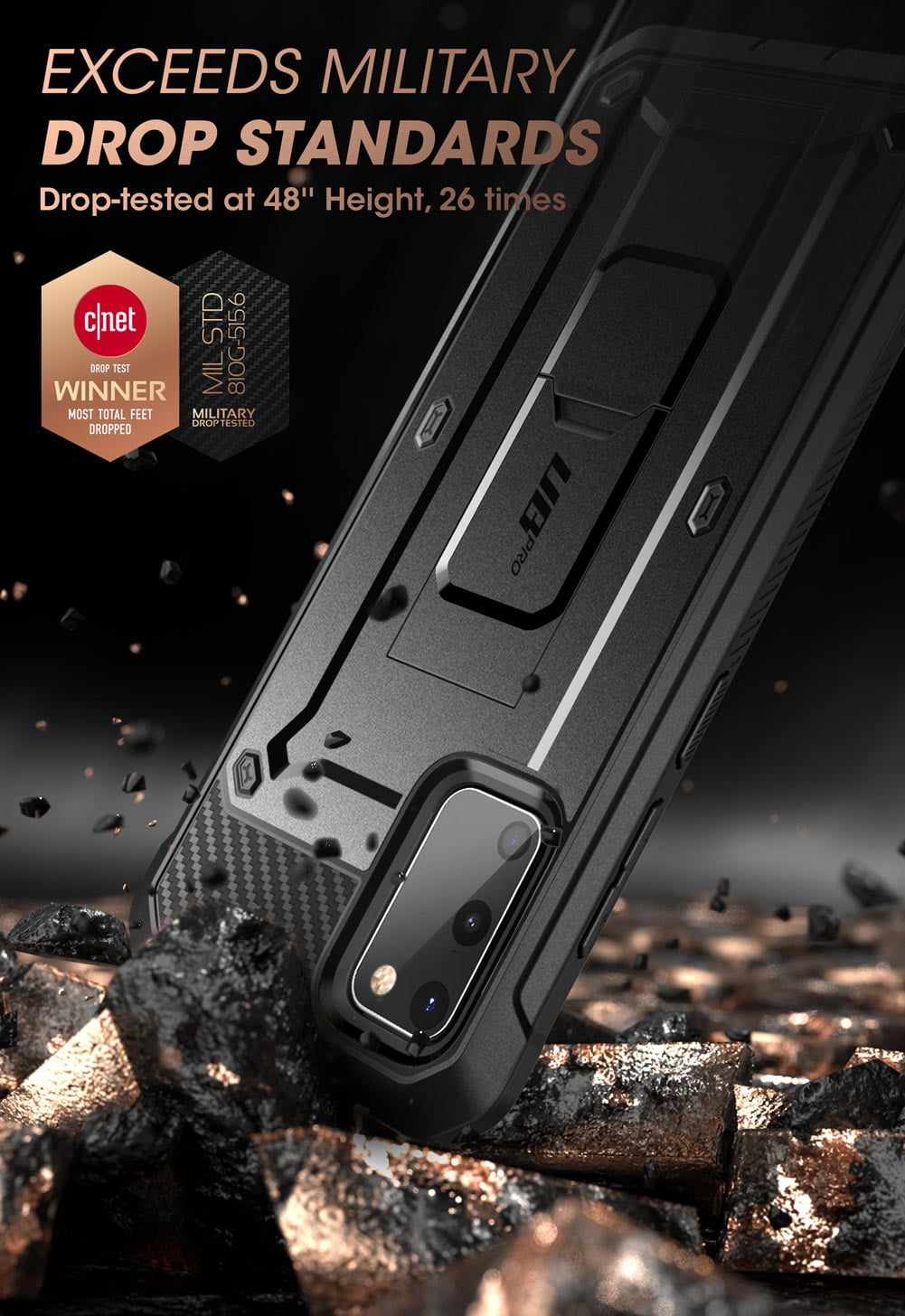 SUPCASE Unicorn Beetle Pro Series Case Designed for Samsung Galaxy S20 FE 5G (2020 Release), Full-Body Dual Layer Rugged Holster & Kickstand Case with Built-in Screen Protector (Black)