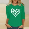 thumbnail image 2 of Women's Fashion Casual T-Shirts for Stylish Outfits St Patrick's Print 3/4 Sleeve Crewneck Top for Any Occasion Comfortable and Women's Apparel, 2 of 4