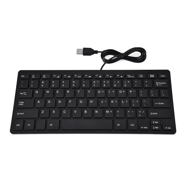 Teclado con cable USB mini ultradelgado de 78 teclas para computadora de escritorio, portátil y PC (negro)