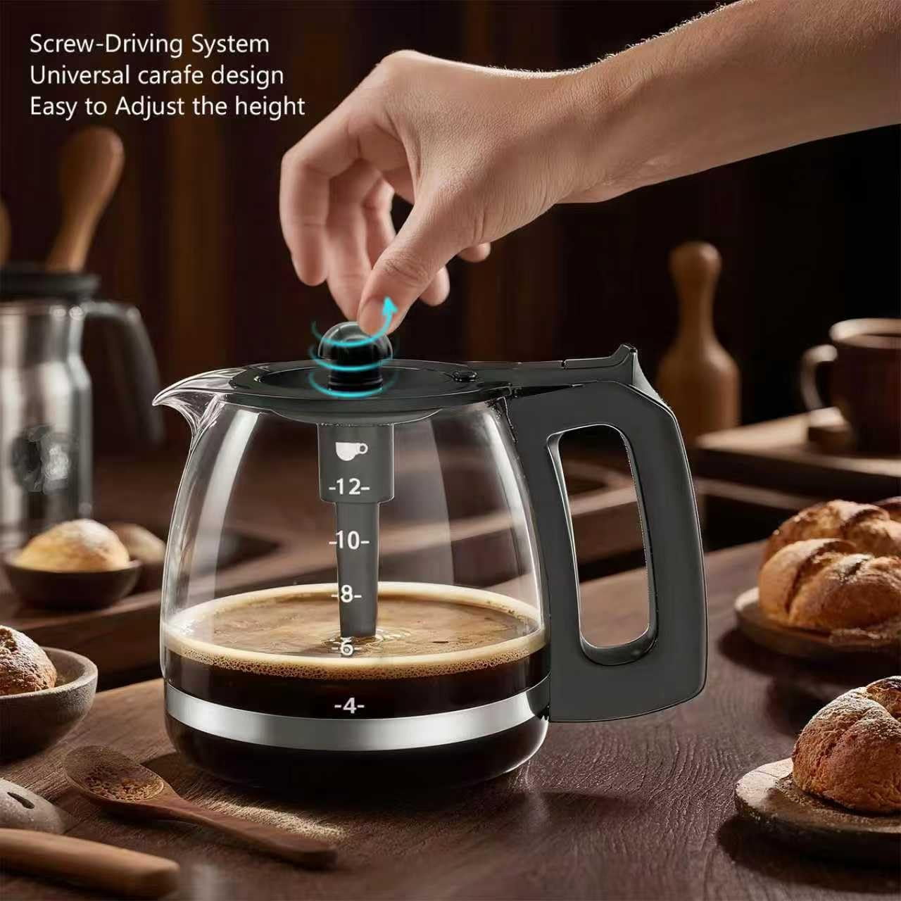 Coffee Machine Glass Carafe, 12Cup Coffee Pot, Compatible with KitchenAid KCM1209 KCM1208, Cuisinart DCC 1220BKS, Capresso SG300, Gourmia GCM3260, Krups Essential,Wamife &Mueller Coffee Makers