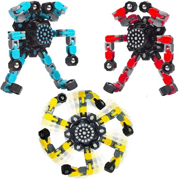 MesaSe Transformable Fingertip Spinner Gyro (Multi-Choose) Sensory Fidget Toys Finger Spinner Stress Relief Toy for Kids Adults (3Pack)