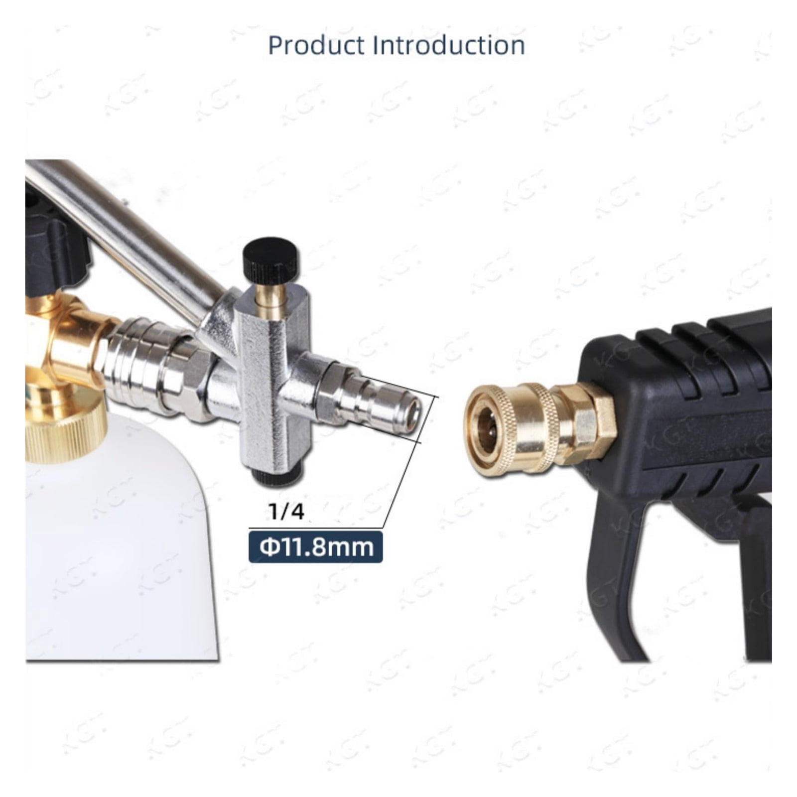 Foam Cannon Dual Connector Accessory, Pressure Washer Foam Cannon For Soap Cannon, 5 Pressure Washer Sprayer Nozzles, 1/4" Quick Connect, For Car Garden Window