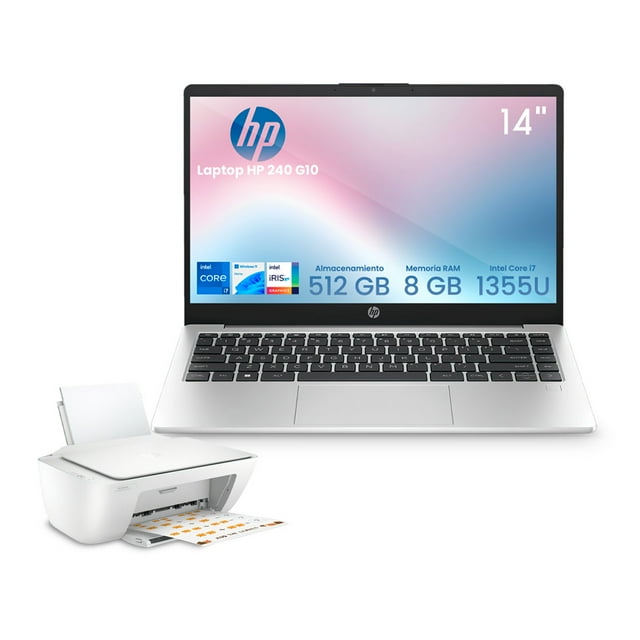 Combo Laptop HP 240 G10 Intel CI7 8 GB 512GB SSD W11H FHD + Impresora HP