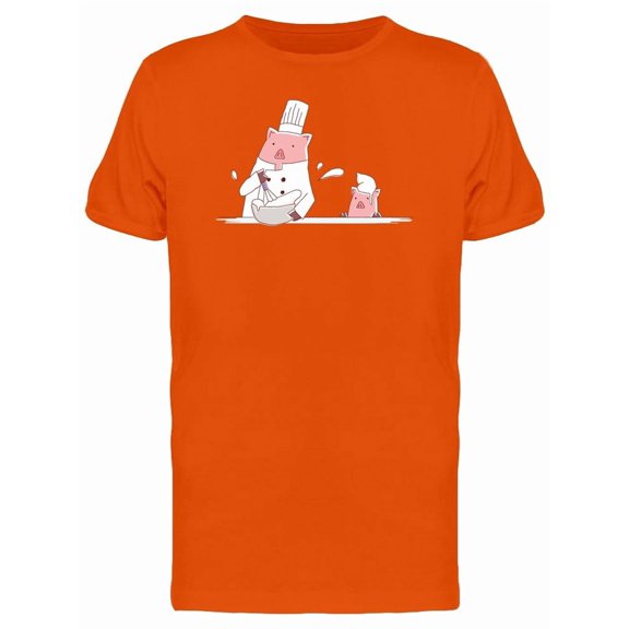 Pig And Kid Making Cakes Tee Men's -Image by Shutterstock