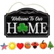 thumbnail image 1 of Injueey Cartel de bienvenida de temporada con iconos intercambiables Colgador de puerta de rústica para decoración de casa de campo Kits de decoración para fiestas No.1, 1 of 6