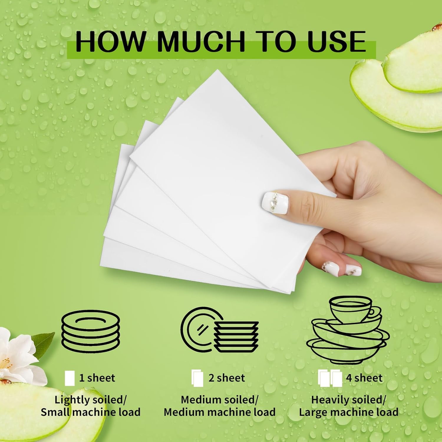 Dishwasher Detergent Sheets 100 Loads, Liquid-Free Dish Soap Cleaner Strips Eco-Friendly No Plastic Dishwasher Pods Detergent, Use in Dishwasher or Sink, Leaving Dishes Sparkling Clean (Apple)