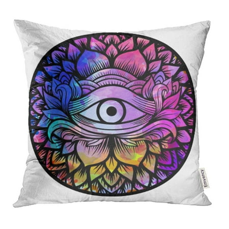 ARHOME Third Eye with Floral Mandala Zentangle Hand Drawing Line Boho Chic Best for Adult Pillow Case Pillow Cover 18x18 inch Throw Pillow