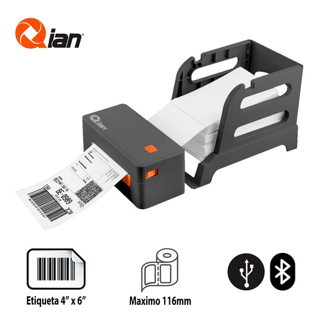 Impresora Térmica Qian QOP-T18UB-LE 4' X 6' 108mm 203 DPI USB Bluetooth con porta-etiquetas