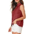 thumbnail image 5 of MODA NOVA Junior's Single Breasted Point Collar Sleeveless Shirt, 5 of 7