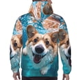 thumbnail image 3 of Bingfone Sea Swimming Corgi Men's Drawstring Hoodie Long Sleeve Pocket Sweatshirts-Medium, 3 of 6