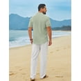 thumbnail image 4 of COOFANDY Men' Linen Sets 2 Piece Outfits Casual Short Sleeve Button Down Shirts and Pants Summer Beach Vacation Outfits, 4 of 7