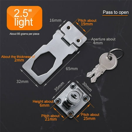 

BSTHOE 2.5/3/4inch Door Locking Hasp Staple Padlock Cupboard Shed Garage Lock with Keys