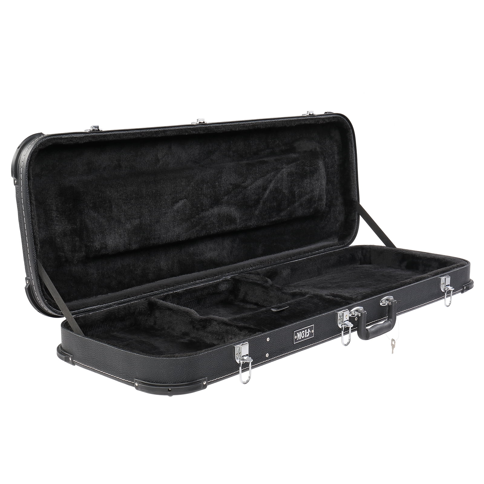 Electric Guitar Square Hard Case with Protective Sleeve Fits ST TL Burning fire 170 Style Electric Guitar, Black