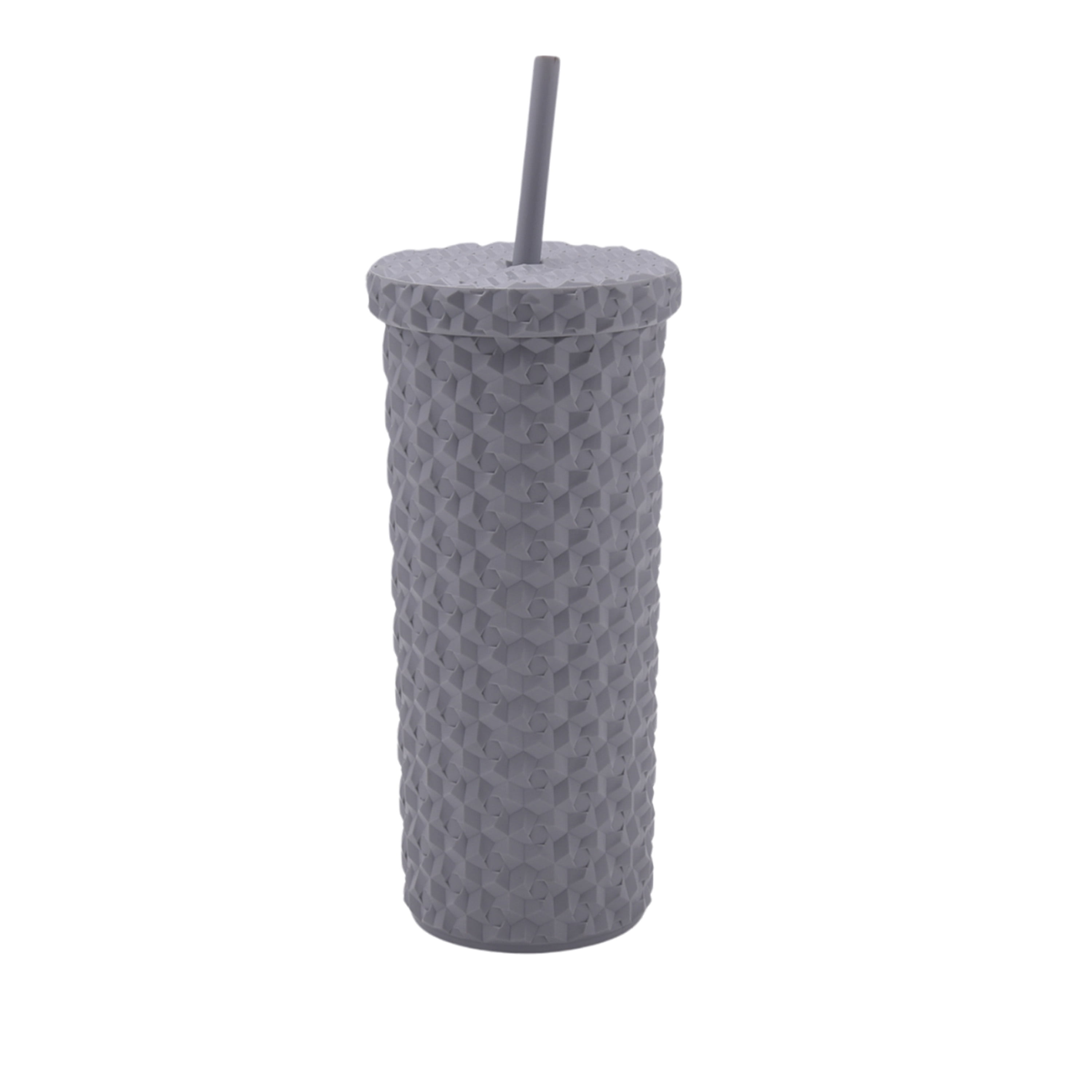 Mainstays 24Ounce EcoFriendly Plastic Textured Tumbler with Lid, Gray